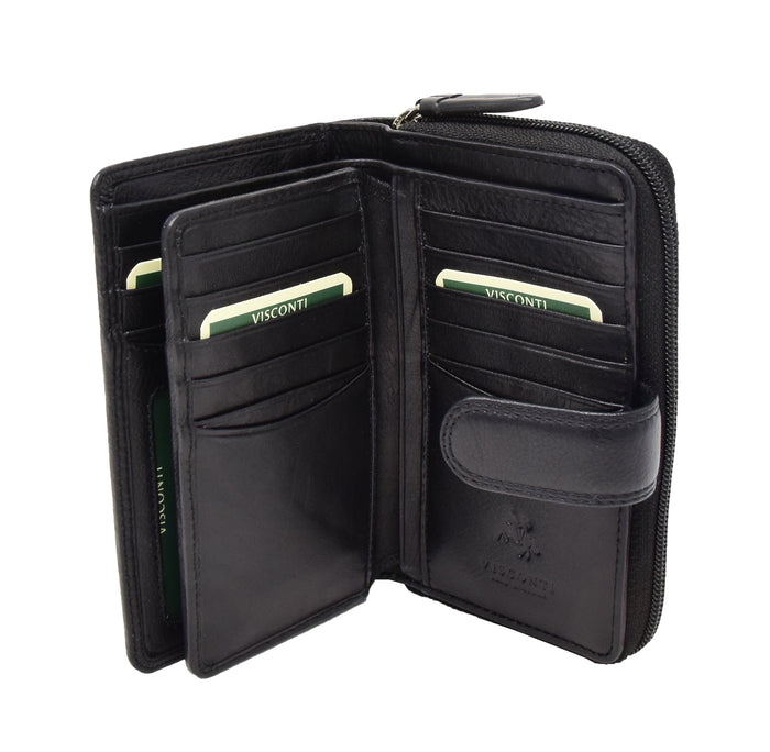 DR427 Women's Leather Booklet Style Purse Black 5