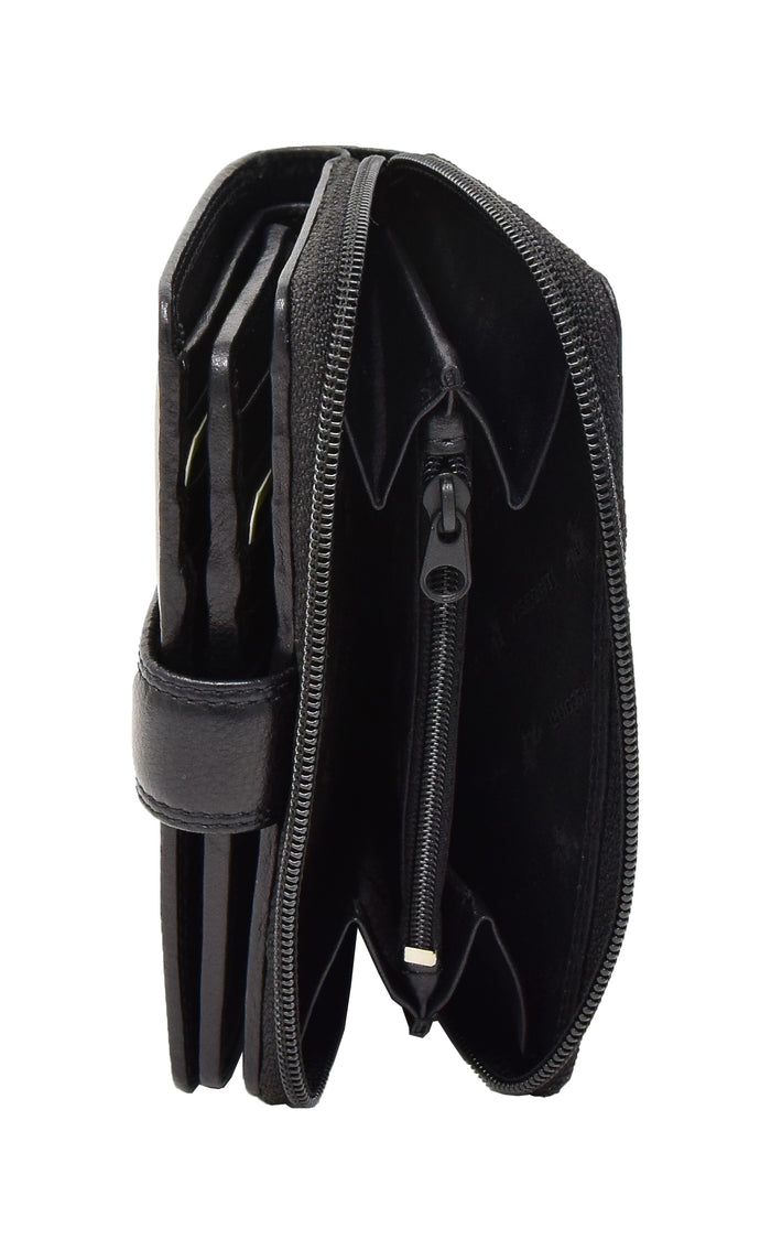 DR427 Women's Leather Booklet Style Purse Black 6