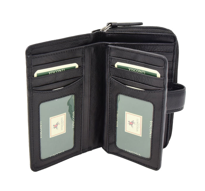 DR427 Women's Leather Booklet Style Purse Black 7