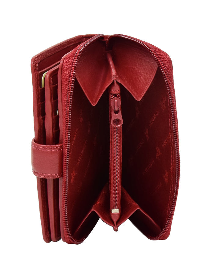DR427 Women's Leather Booklet Style Purse Red 6