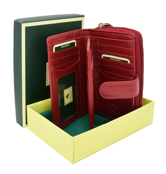 DR427 Women's Leather Booklet Style Purse Red 8