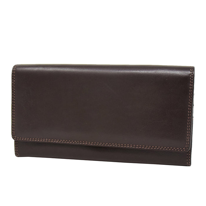 DR428 Women's Envelope Style Leather Purse Brown 1