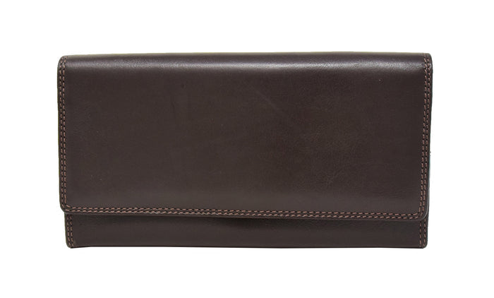 DR428 Women's Envelope Style Leather Purse Brown 2