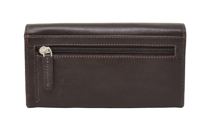 DR428 Women's Envelope Style Leather Purse Brown 4