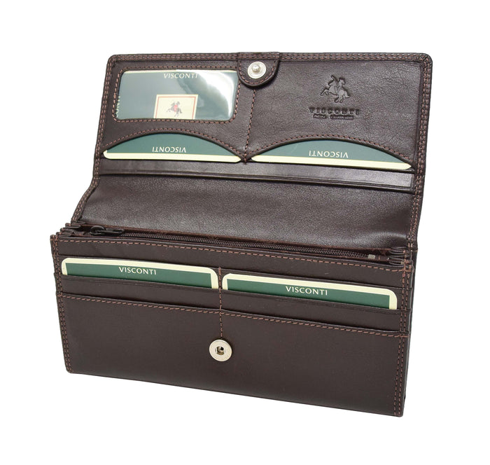 DR428 Women's Envelope Style Leather Purse Brown 6