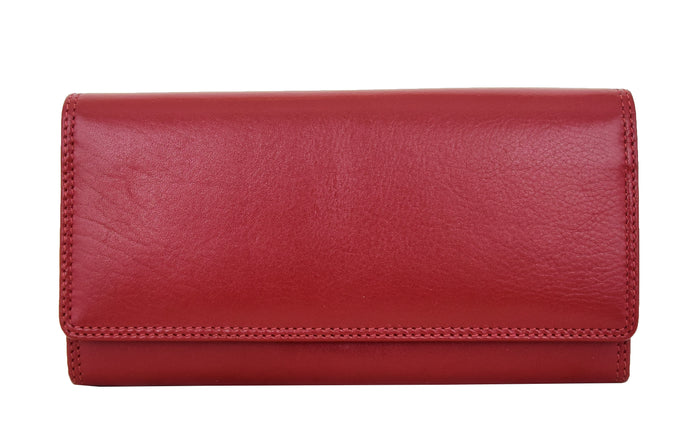 DR428 Women's Envelope Style Leather Purse Red 2