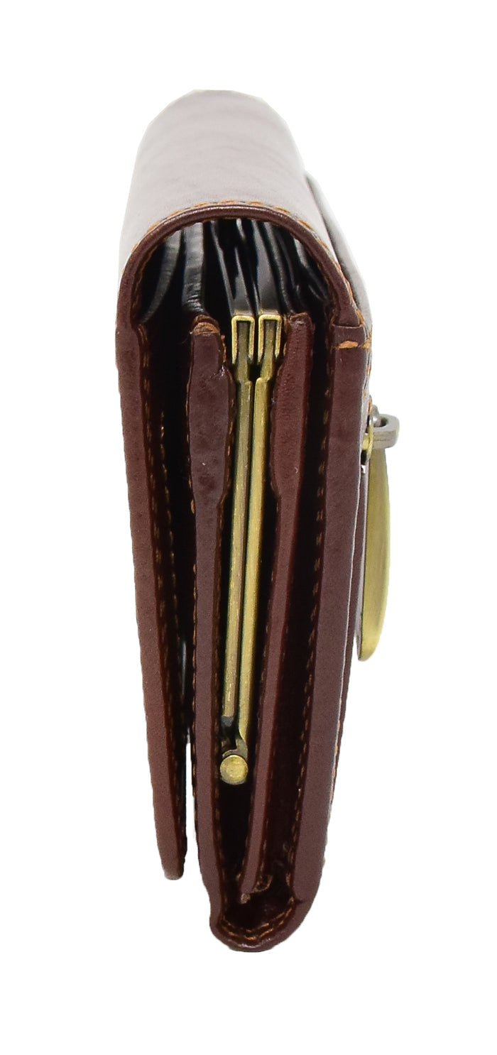 DR432 Women's Envelope Style Leather Purse Brown 3