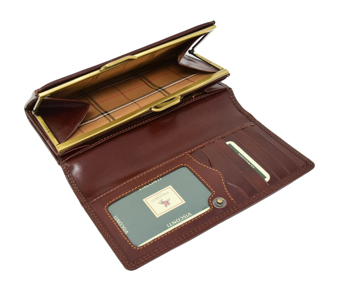 DR432 Women's Envelope Style Leather Purse Brown 5