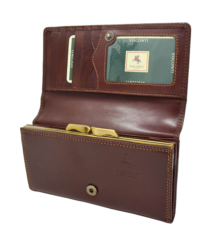 DR432 Women's Envelope Style Leather Purse Brown 6