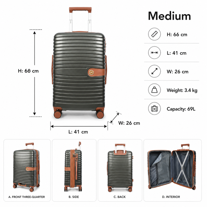 Full Set Hard Shell Suitcase | ABS | TSA Lock | Silverhand Stormcloud