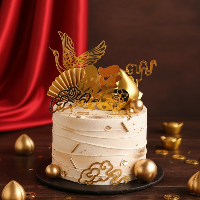 VaVa Designer Cakes Golden Crane Longevity Cake – A Graceful Symbol of Health, Honor, and Long Life