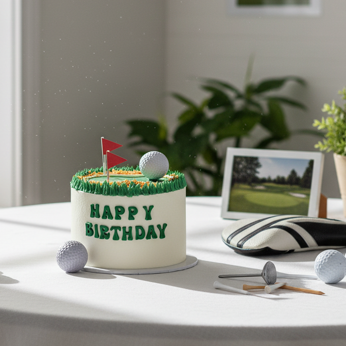 VaVa Designer Cakes Golf Green Birthday Cake – Playful Chiffon Cake for Golf Lovers
