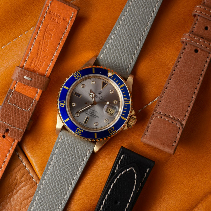 Rolex Submariner watch fitted with a handmade leather strap by Milano Straps combining sport style with elegance