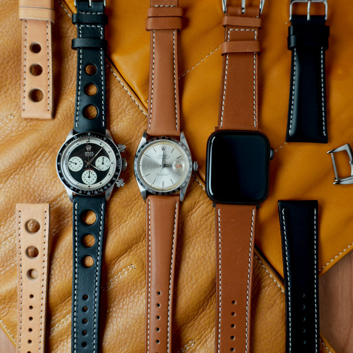 Rolex Submariner watch fitted with a handmade leather strap by Milano Straps combining sport style with elegance