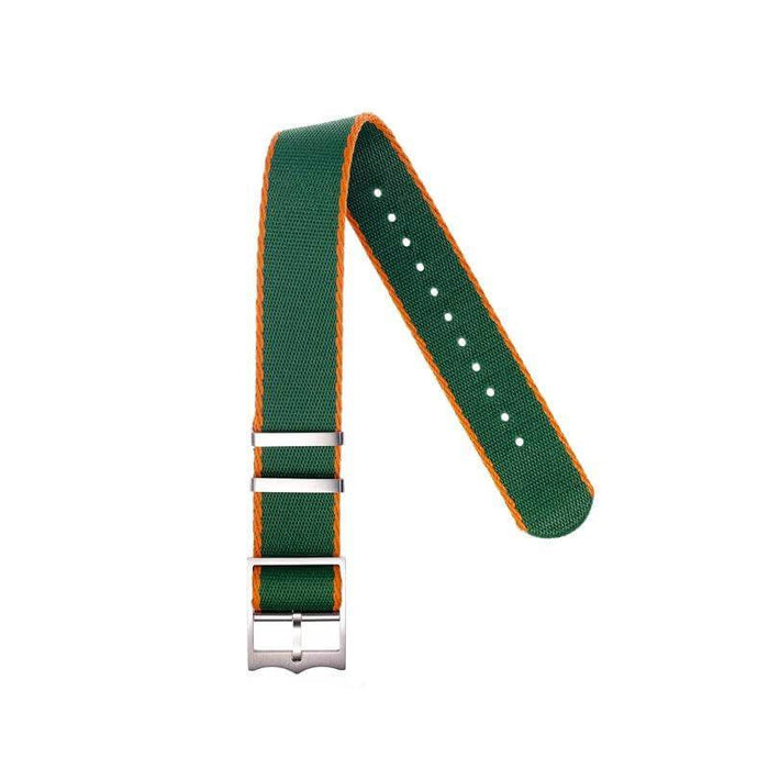 Eco-Friendly Nylon Military  Watch Strap Green - Orange - Tudor Watch Style  - 100% Eco-Friendly - Recycled Military Watch Straps- Milano Straps