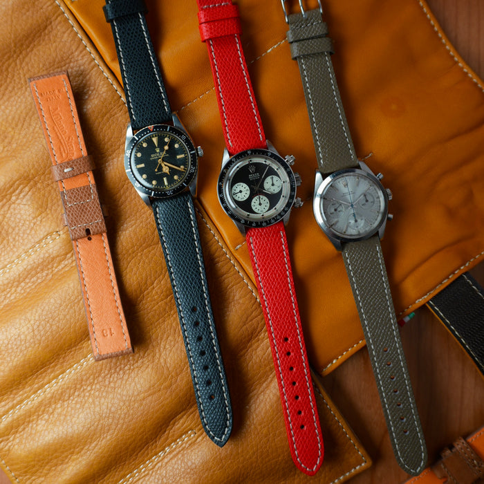 Rolex pre-daytona watch on an Italian leather watch strap by Milano Straps suitable for everyday and travel wear