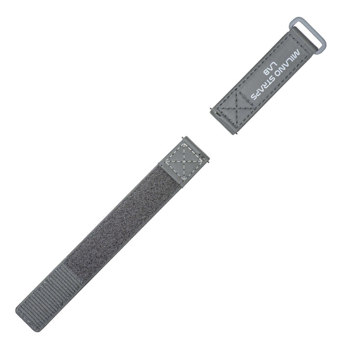Grey Velcro® Watch Band Ecru Stitches 20mm - Velco® watch bands- Milano Straps