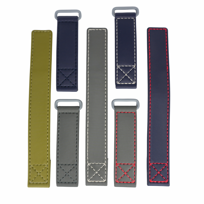 Grey Velcro Watch Band Ecru Stitches 20mm