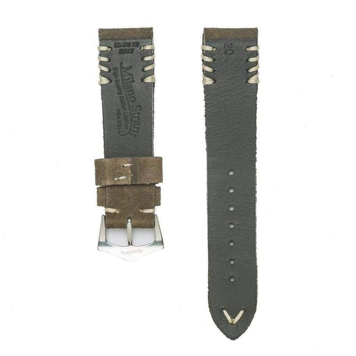 Grey Vintage Suede Tribal Stitches Watch Strap - Suede strap- Milano Straps