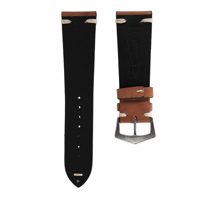 Hand Brushed Soft Caramel Cognac Vintage Leather watch Strap