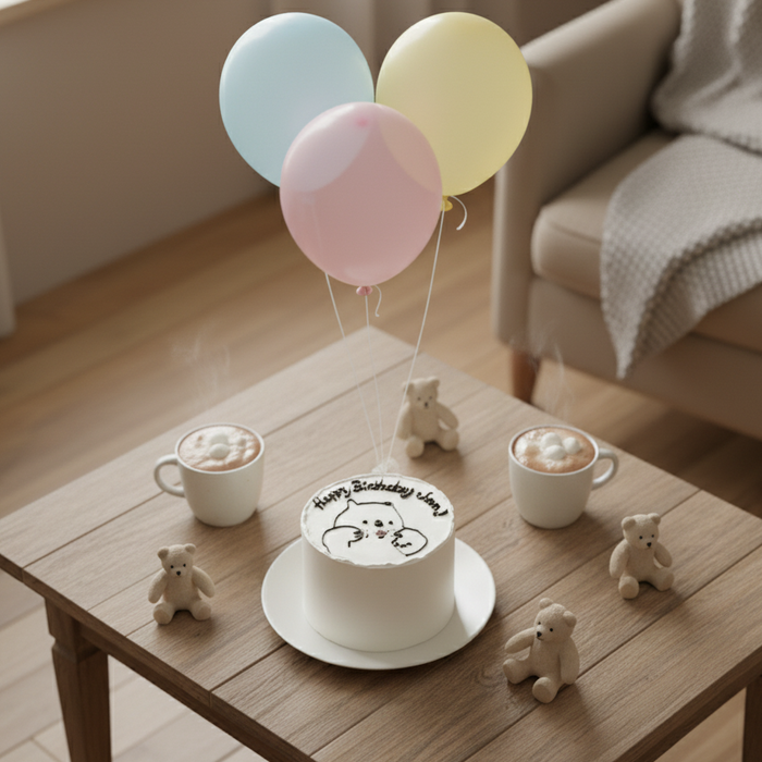 VaVa Designer Cakes Hand-drawn Bear Cake – A Whimsical Touch of Sweet Simplicity