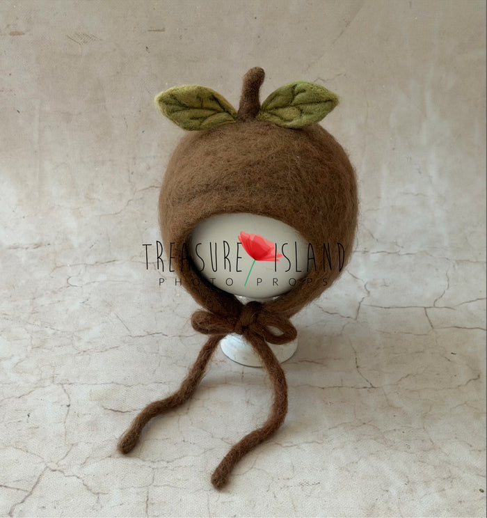 Handmade Felt Hazelnut Bonnet - Newborn & Sitter Size