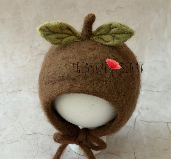 Handmade Felt Hazelnut Bonnet - Newborn & Sitter Size