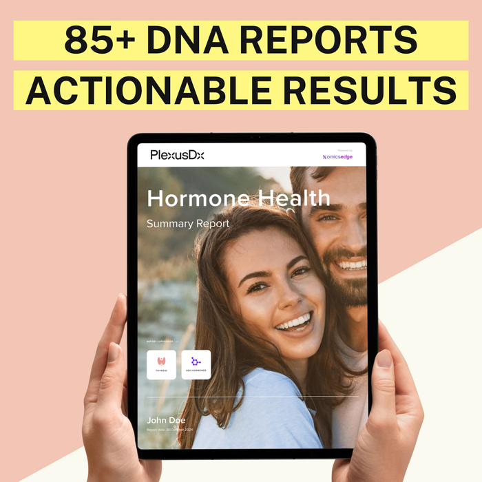 PlexusDx Hormone and Reproductive Health Genetic Test kit box with 85+ personalized health insights