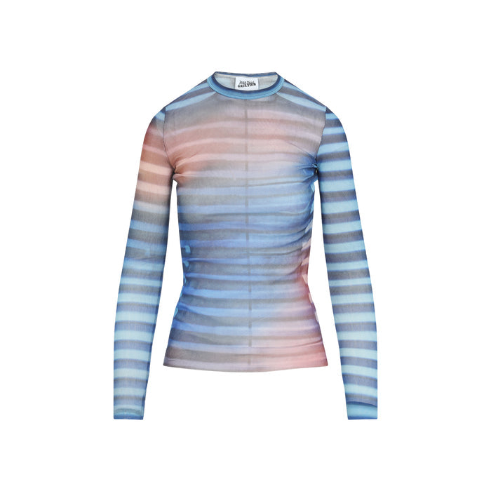 Jean Paul Gaultier Mesh Printed "Air" Long Sleeves Top - multicolour top for women