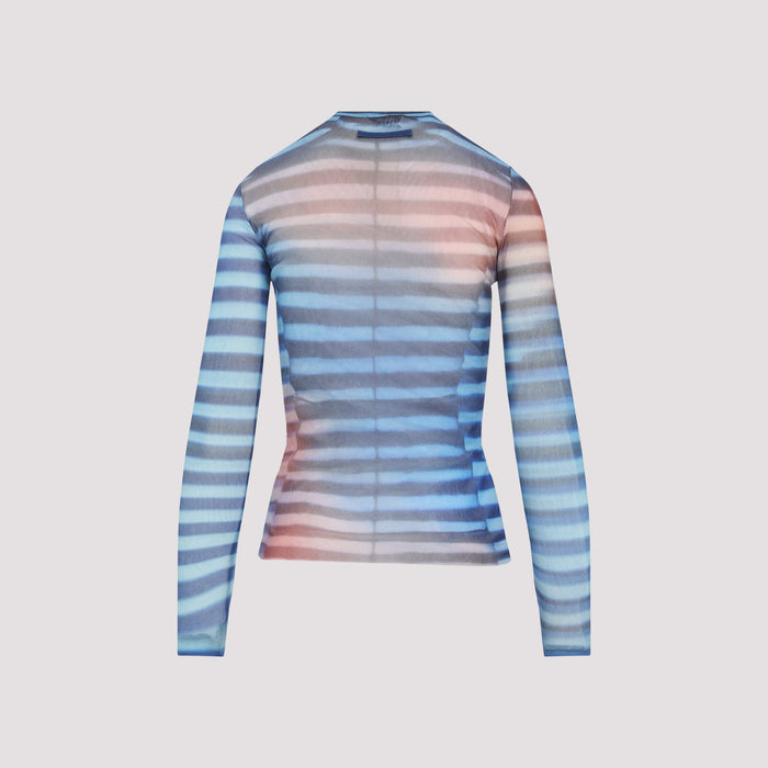 Jean Paul Gaultier Mesh Printed "Air" Long Sleeves Top - multicolour top for women - view 2