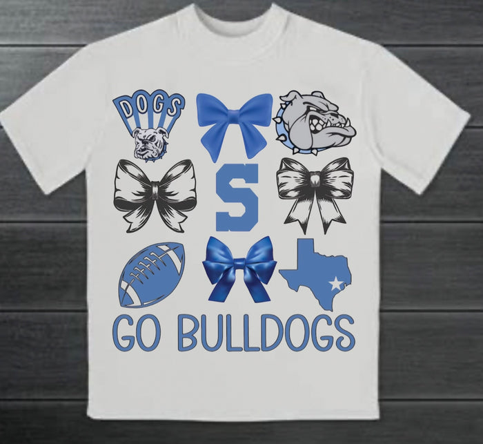 Kids Go Bulldogs Bow Tee