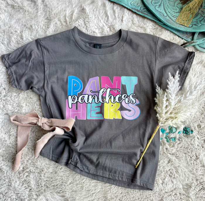 Kids Panthers Multi Charcoal Tee