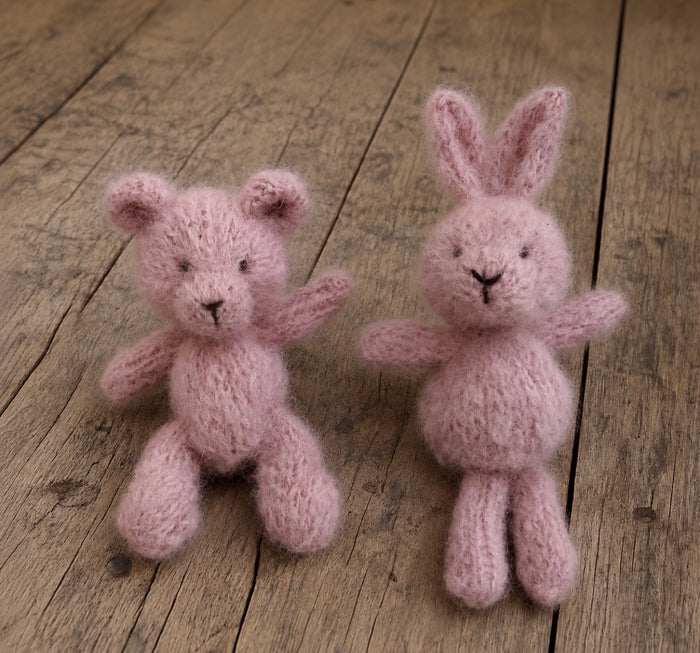 Knitted Teddy Bear & Bunny - Newborn Photo Props