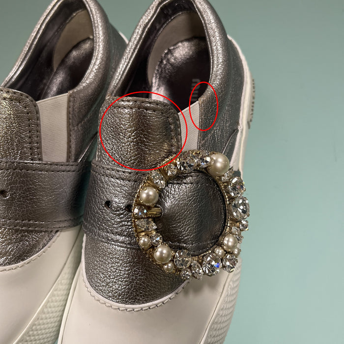 Miu Miu Leather Crystal Sneakers
