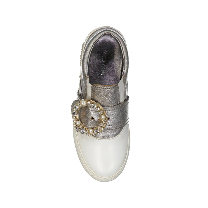 Miu Miu Leather Crystal Sneakers - WOMEN SHOES - Miu Miu - T.Luxy