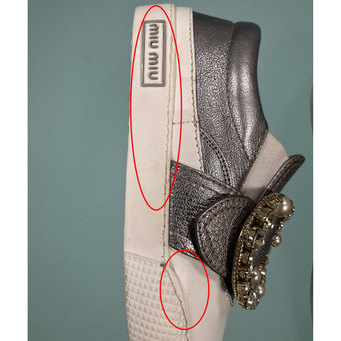 Miu Miu Leather Crystal Sneakers