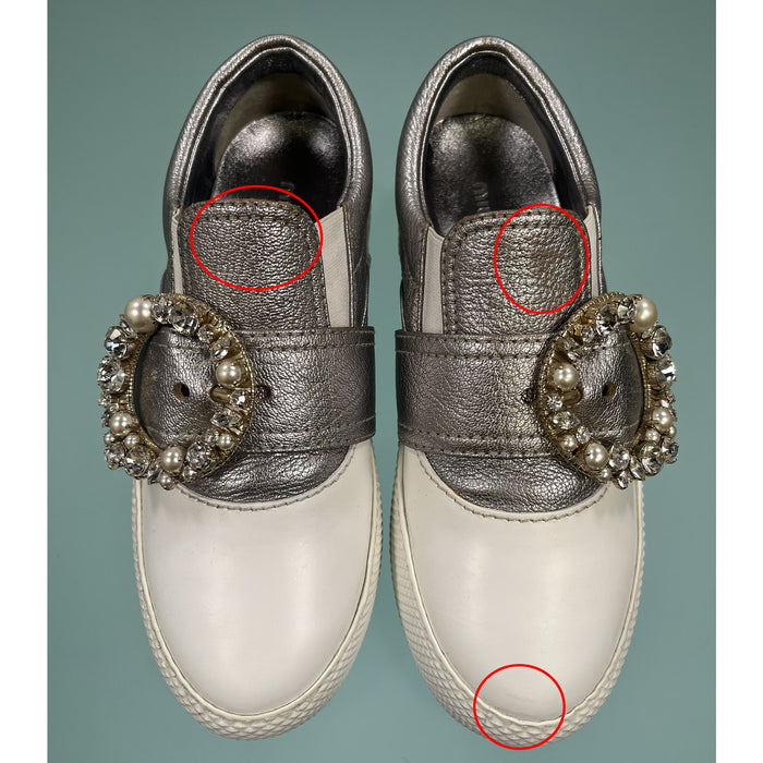 Miu Miu Leather Crystal Sneakers