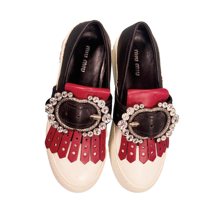 Miu Miu Leather Sneakers - WOMEN SHOES - Miu Miu - T.Luxy