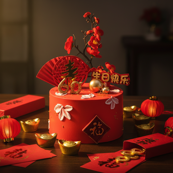 VaVa Designer Cakes Longevity Blossom Cake – A Refined Celebration of Blessings & Prosperity