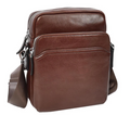 Men’s Genuine Leather Crossbody Bag – Small Travel Pouch & Passport Sling – Hendrix Brown