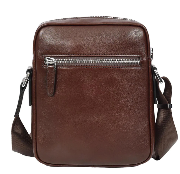 Men’s Genuine Leather Crossbody Bag – Small Travel Pouch & Passport Sling – Hendrix Brown