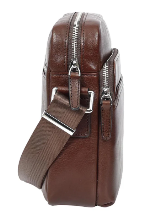 Men’s Genuine Leather Crossbody Bag – Small Travel Pouch & Passport Sling – Hendrix Brown