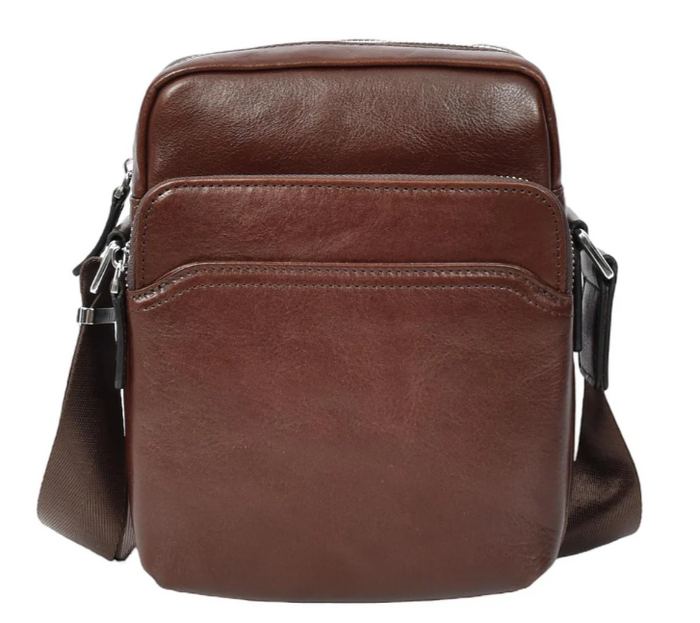 Men’s Genuine Leather Crossbody Bag – Small Travel Pouch & Passport Sling – Hendrix Brown