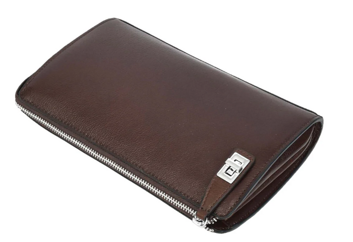 Men’s Large Leather Wrist Bag – Handheld Clutch & Travel Organizer – Wristlet Pouch – Gomez Brown