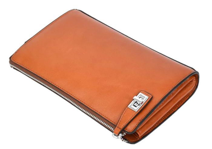 Men’s Large Leather Wrist Bag – Handheld Clutch & Travel Organizer – Wristlet Pouch – Gomez Tan
