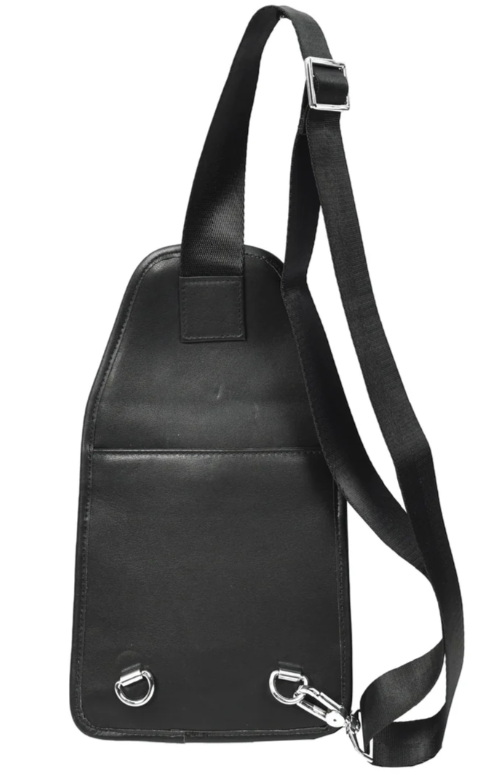 Men’s Leather Chest Bag – Large Crossbody Sling Organizer & Shoulder Travel Pack – Han Black