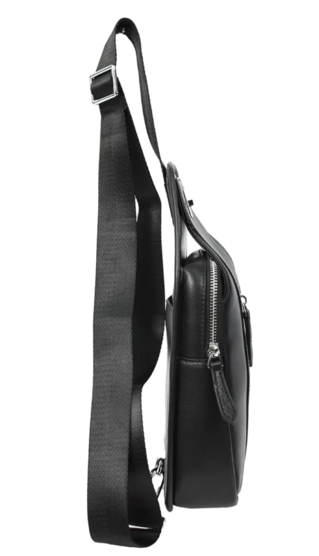 Men’s Leather Chest Bag – Large Crossbody Sling Organizer & Shoulder Travel Pack – Han Black