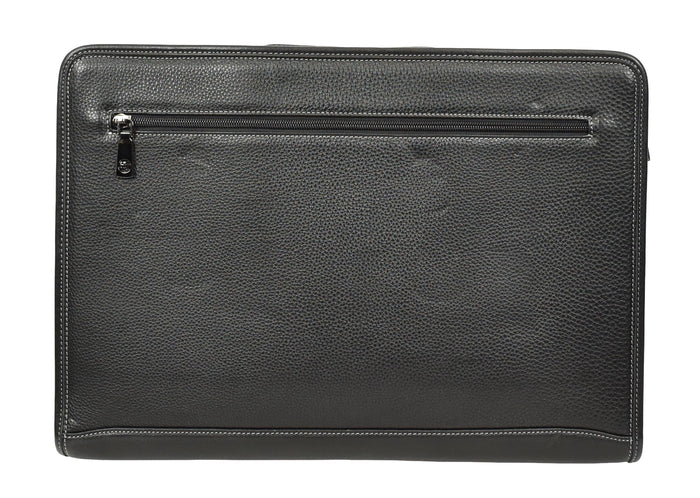 Mens Pebbled Leather Crossbody Business Briefcase Bag – Cedric Midnight Black