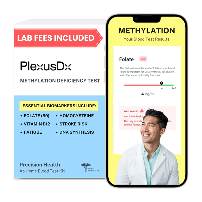PlexusDx Methylation Panel at-home blood test kit box with methylation pathway biomarker analysis