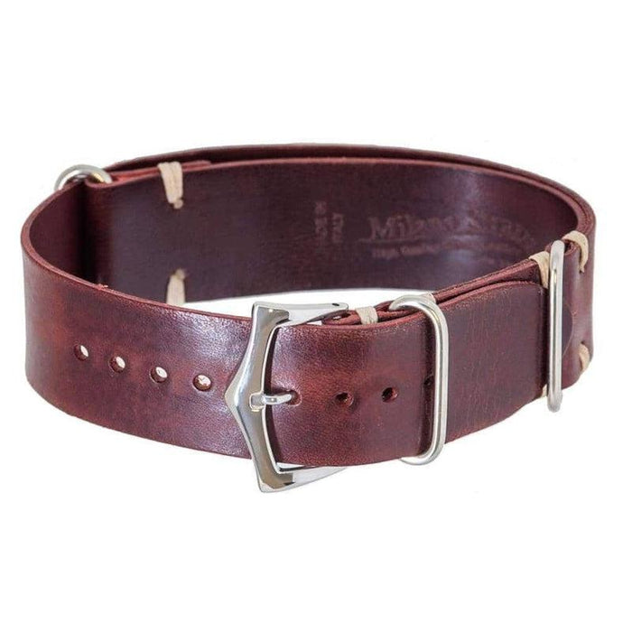 Military Leather  Burgundy Italian Leather Strap - Military Watch Strap- Milano Straps